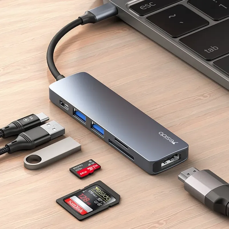 هاب 6 پورت usb-c یسیدو مدل HB11 - Image 5